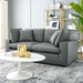 Commix Down Filled Overstuffed Vegan Leather Loveseat Gray