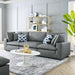 Commix Down Filled Overstuffed Vegan Leather 3-Seater Sofa Gray