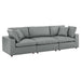 Commix Down Filled Overstuffed Vegan Leather 3-Seater Sofa Gray