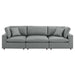 Commix Down Filled Overstuffed Vegan Leather 3-Seater Sofa Gray