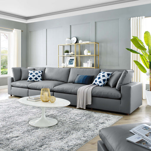 Commix Down Filled Overstuffed Vegan Leather 4-Seater Sofa by Modway - front view