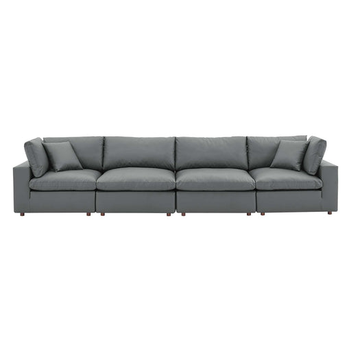 Commix Down Filled Overstuffed Vegan Leather 4-Seater Sofa by Modway - angle view