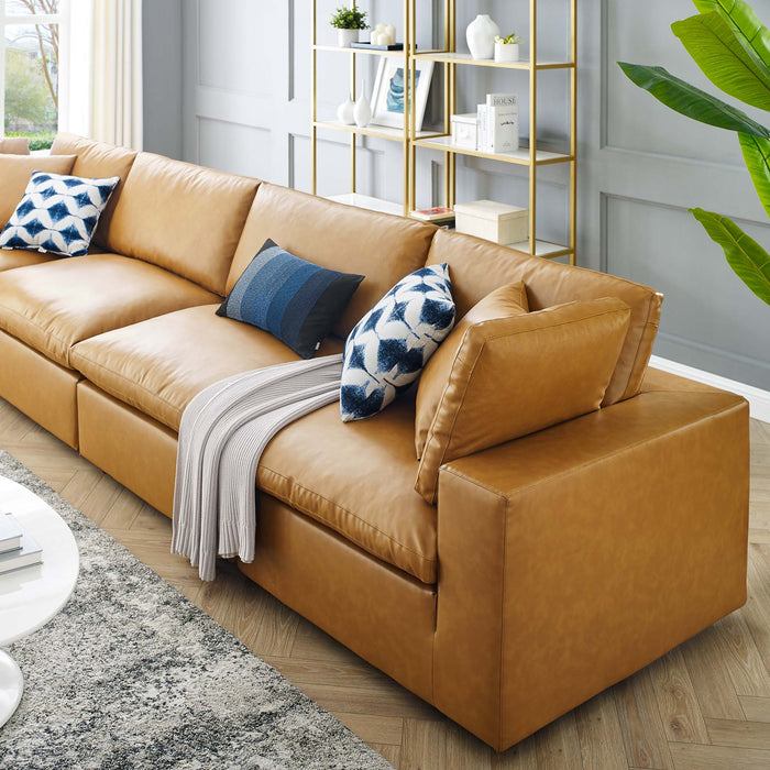 Commix Down Filled Overstuffed Vegan Leather 4-Seater Sofa by Modway - product label