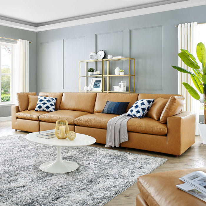 Commix Down Filled Overstuffed Vegan Leather 4-Seater Sofa by Modway - control panel detail