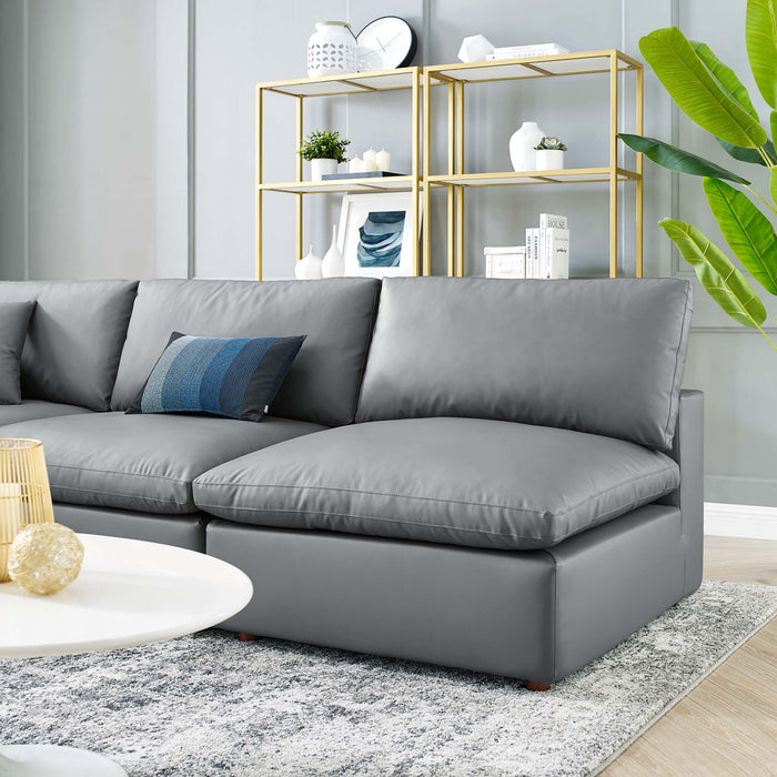 Commix 5-Piece Down Filled Overstuffed Vegan Leather Sectional Sofa by Modway - detail close-up