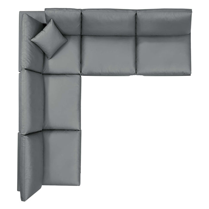 Commix 5-Piece Down Filled Overstuffed Vegan Leather Sectional Sofa by Modway - interior view