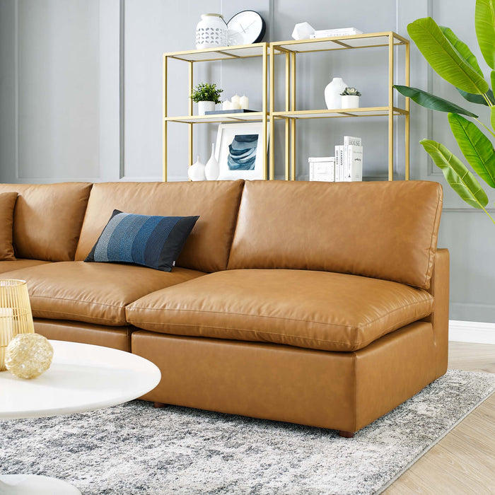 Commix 5-Piece Down Filled Overstuffed Vegan Leather Sectional Sofa by Modway - product label