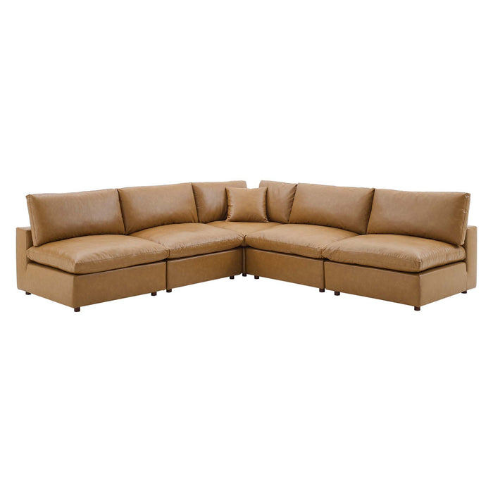 Commix 5-Piece Down Filled Overstuffed Vegan Leather Sectional Sofa by Modway - accessory view
