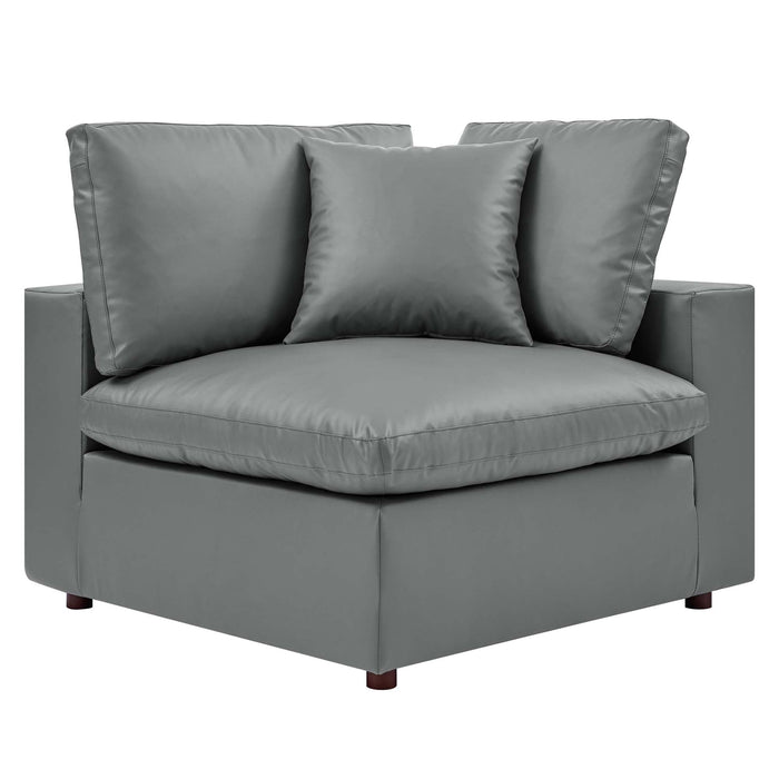 Commix Down Filled Overstuffed Vegan Leather 5-Piece Sectional Sofa by Modway - lifestyle in-use