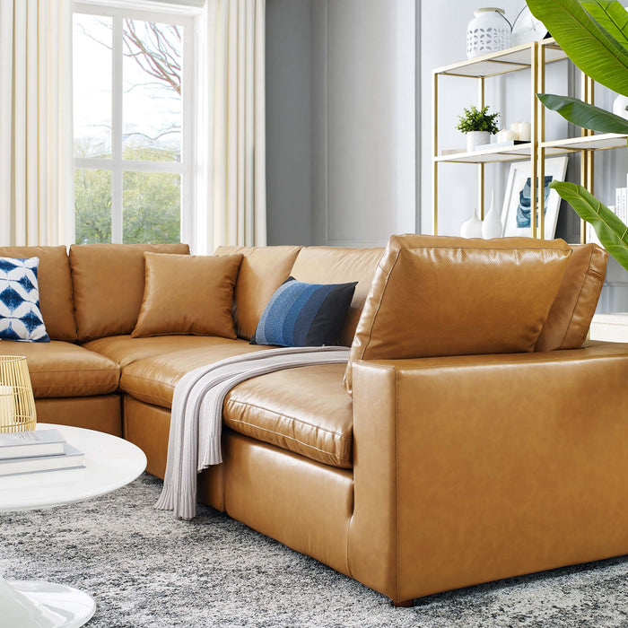 Commix Down Filled Overstuffed Vegan Leather 5-Piece Sectional Sofa by Modway - product label