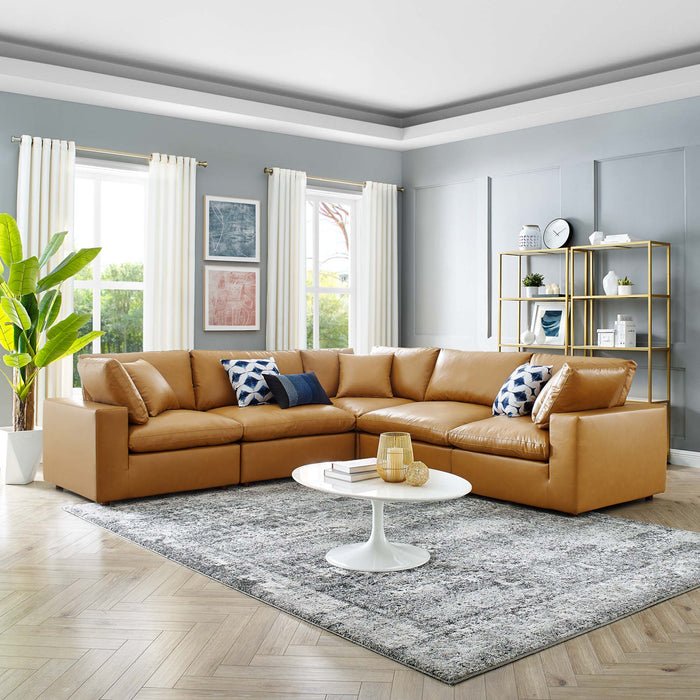 Commix Down Filled Overstuffed Vegan Leather 5-Piece Sectional Sofa by Modway - control panel detail