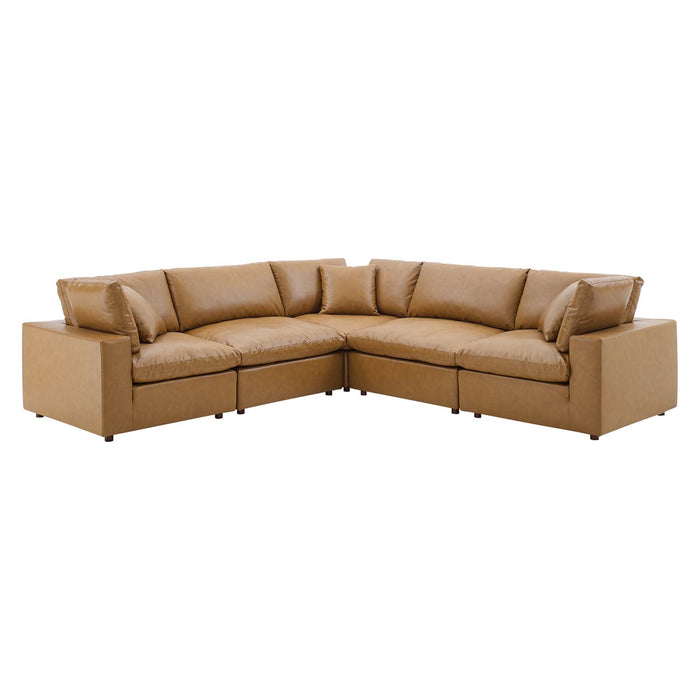 Commix Down Filled Overstuffed Vegan Leather 5-Piece Sectional Sofa by Modway - view 16