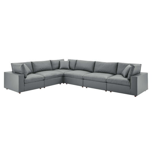 Commix Down Filled Overstuffed Vegan Leather 6-Piece Sectional Sofa by Modway - angle view