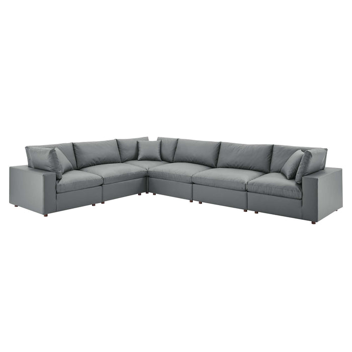 Commix Down Filled Overstuffed Vegan Leather 6-Piece Sectional Sofa by Modway - angle view