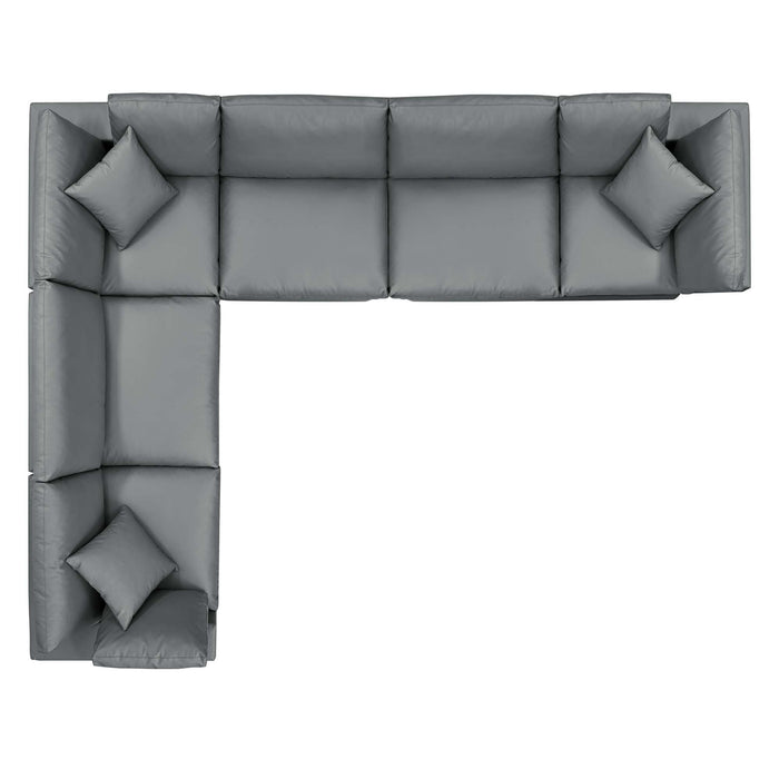 Commix Down Filled Overstuffed Vegan Leather 6-Piece Sectional Sofa by Modway - interior view
