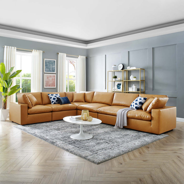 Commix Down Filled Overstuffed Vegan Leather 6-Piece Sectional Sofa by Modway - control panel detail