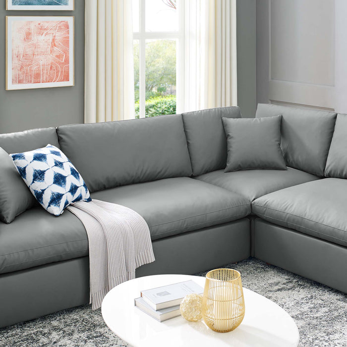 Commix Down Filled Overstuffed Vegan Leather 8-Piece Sectional Sofa by Modway - detail close-up