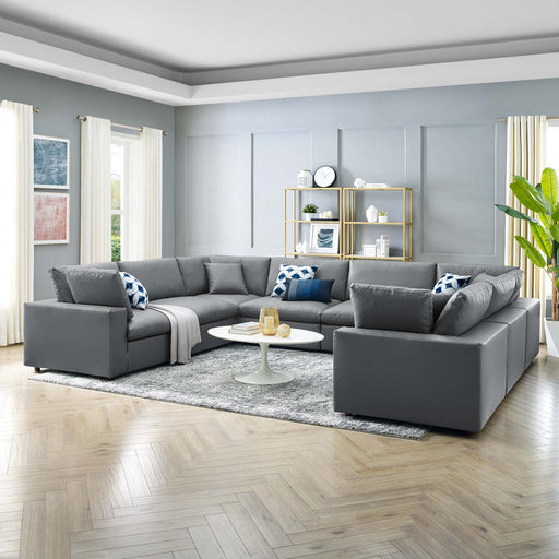 Commix Down Filled Overstuffed Vegan Leather 8-Piece Sectional Sofa by Modway - front view