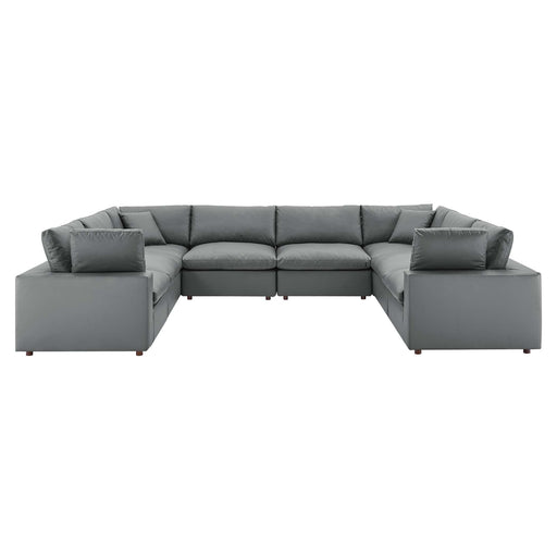 Commix Down Filled Overstuffed Vegan Leather 8-Piece Sectional Sofa by Modway - angle view