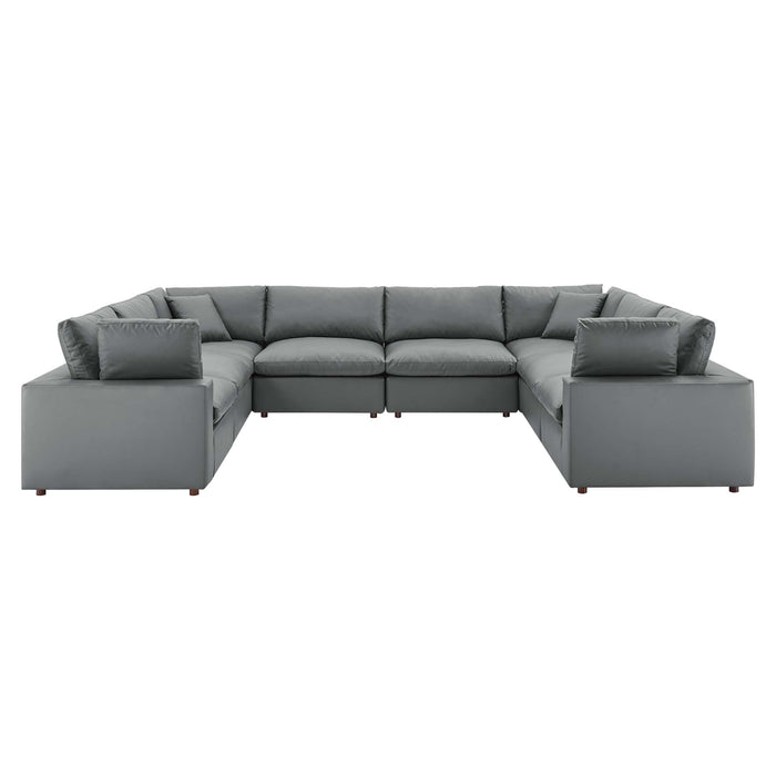 Commix Down Filled Overstuffed Vegan Leather 8-Piece Sectional Sofa by Modway - angle view
