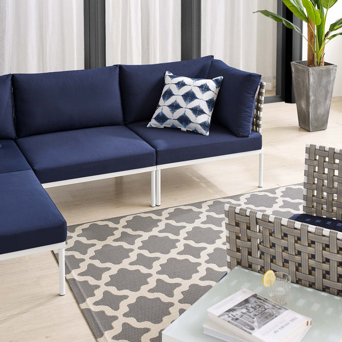 Harmony 6-Piece Sunbrella® Basket Weave Outdoor Patio Aluminum Seating Set