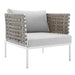 Harmony Sunbrella® Basket Weave Outdoor Patio Aluminum Armchair - alternate angle view