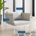 Harmony Sunbrella® Basket Weave Outdoor Patio Aluminum Armchair - in lifestyle setting