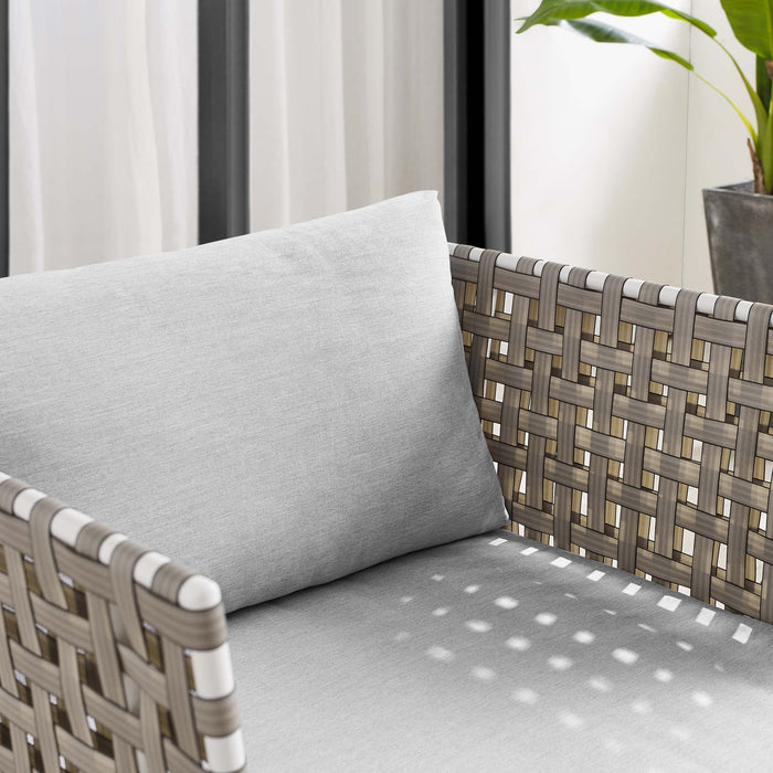 Harmony Sunbrella® Basket Weave Outdoor Patio Aluminum Armchair - detail close-up