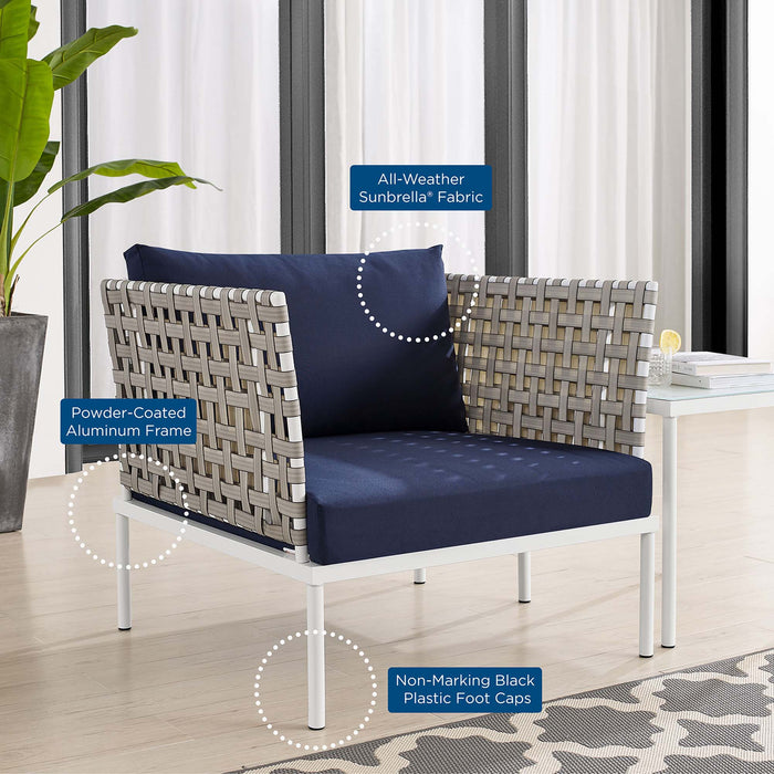 Harmony Sunbrella® Basket Weave Outdoor Patio Aluminum Armchair - view 12