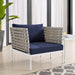 Harmony Sunbrella® Basket Weave Outdoor Patio Aluminum Armchair - view 9