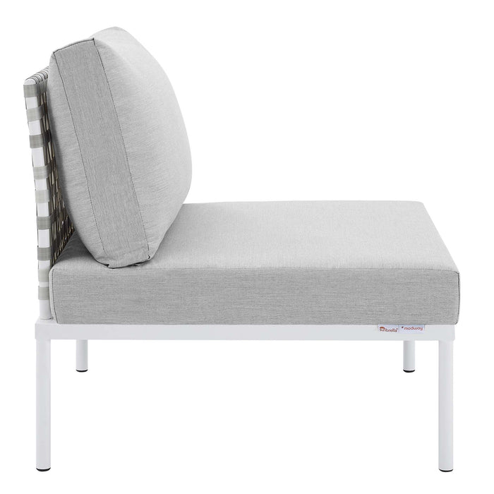Harmony Sunbrella® Basket Weave Outdoor Patio Aluminum Armless Chair - view 5