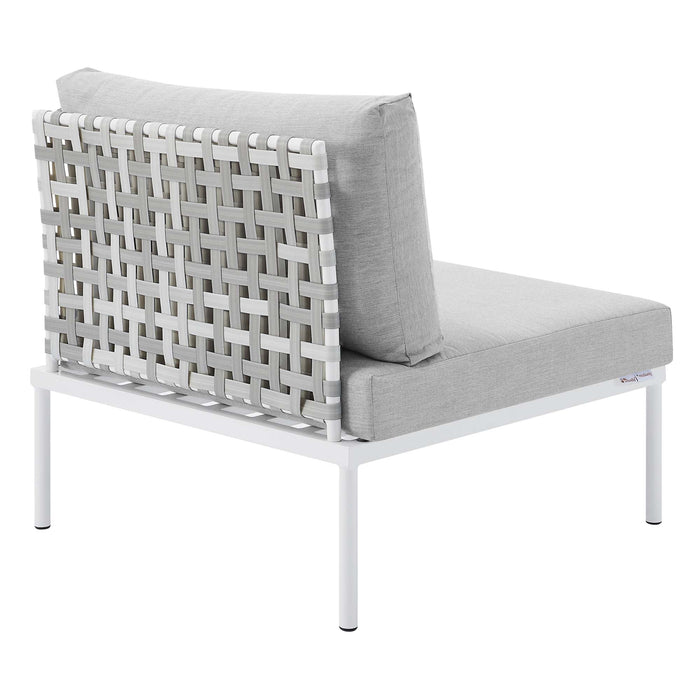 Harmony Sunbrella® Basket Weave Outdoor Patio Aluminum Armless Chair - view 6