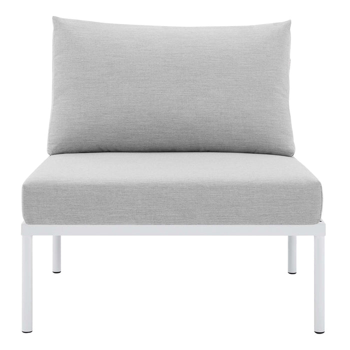 Harmony Sunbrella® Basket Weave Outdoor Patio Aluminum Armless Chair - view 7