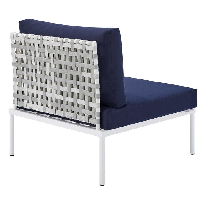 Harmony Sunbrella® Basket Weave Outdoor Patio Aluminum Armless Chair - view 14