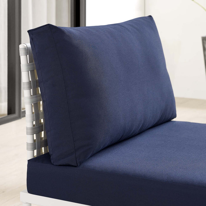 Harmony Sunbrella® Basket Weave Outdoor Patio Aluminum Armless Chair - view 12