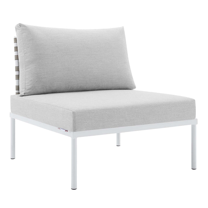 Harmony Sunbrella® Basket Weave Outdoor Patio Aluminum Armless Chair - alternate angle view