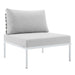 Harmony Sunbrella® Basket Weave Outdoor Patio Aluminum Armless Chair - alternate angle view