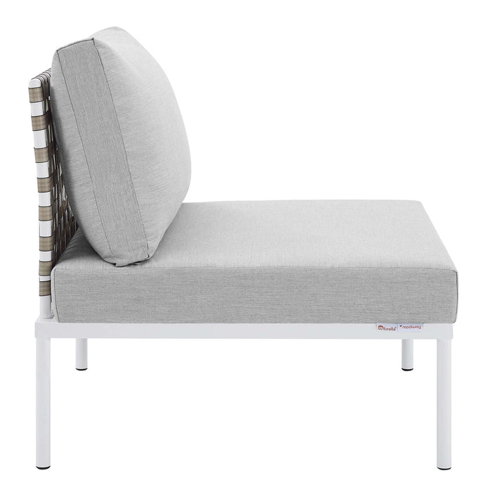 Harmony Sunbrella® Basket Weave Outdoor Patio Aluminum Armless Chair - view 5