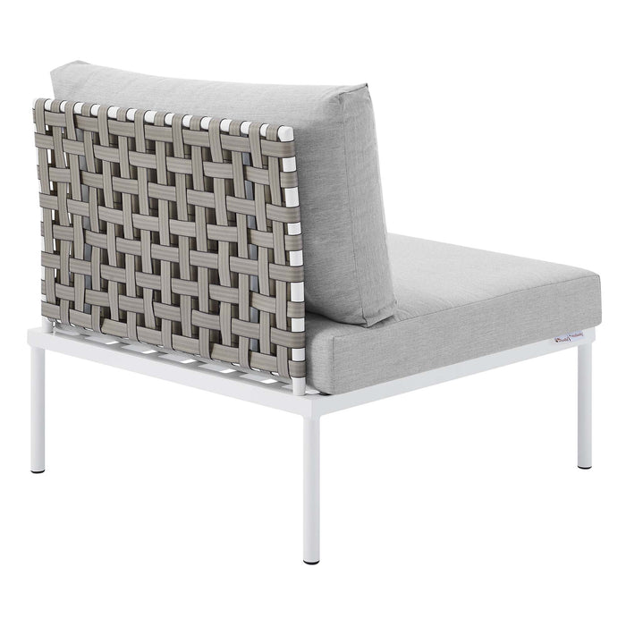Harmony Sunbrella® Basket Weave Outdoor Patio Aluminum Armless Chair - view 6
