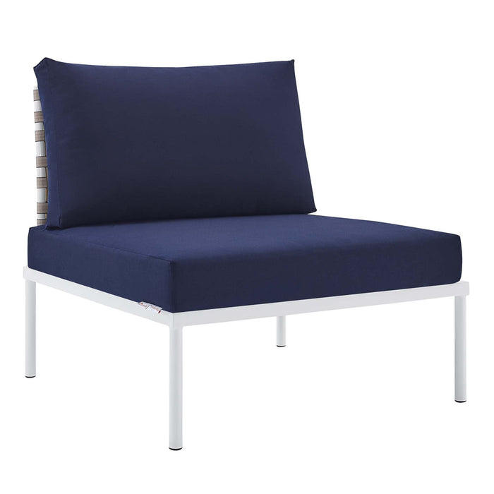 Harmony Sunbrella® Basket Weave Outdoor Patio Aluminum Armless Chair - view 10