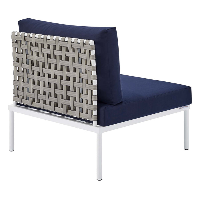 Harmony Sunbrella® Basket Weave Outdoor Patio Aluminum Armless Chair - view 14