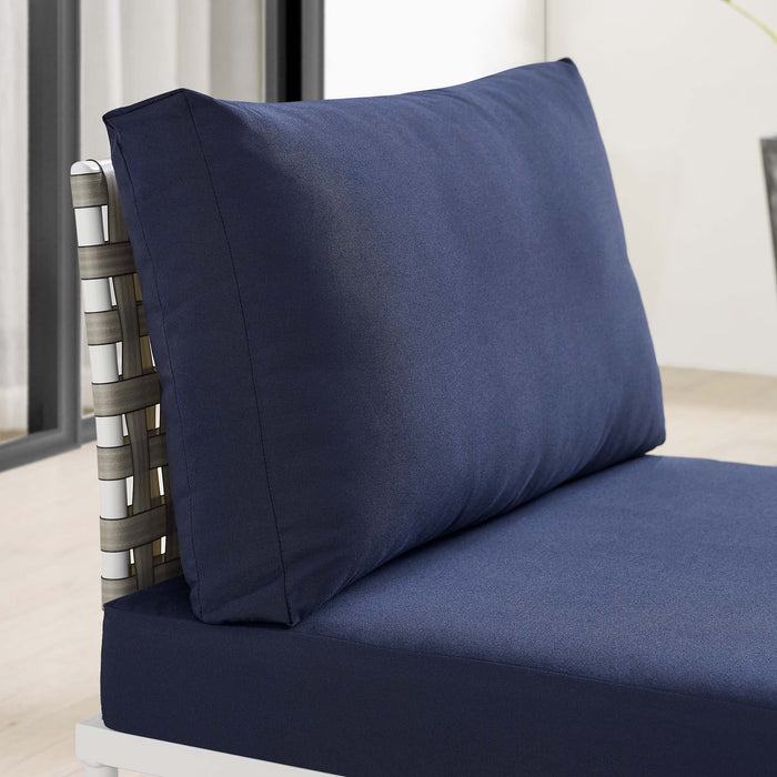 Harmony Sunbrella® Basket Weave Outdoor Patio Aluminum Armless Chair - view 12