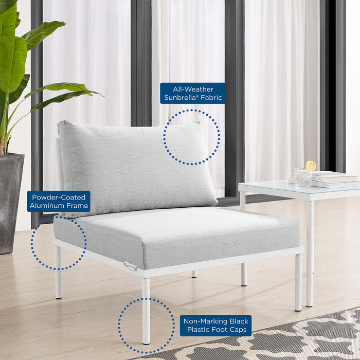 Harmony Sunbrella® Outdoor Patio Aluminum Armless Chair - detail close-up