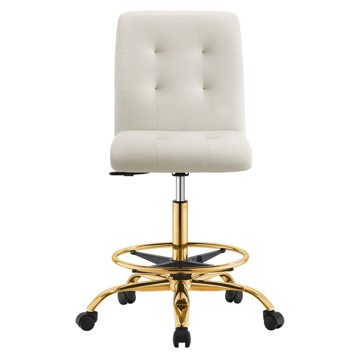 Prim Armless Performance Velvet Drafting Chair