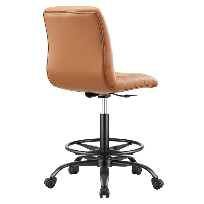 Ripple Armless Vegan Leather Drafting Chair Black Tan