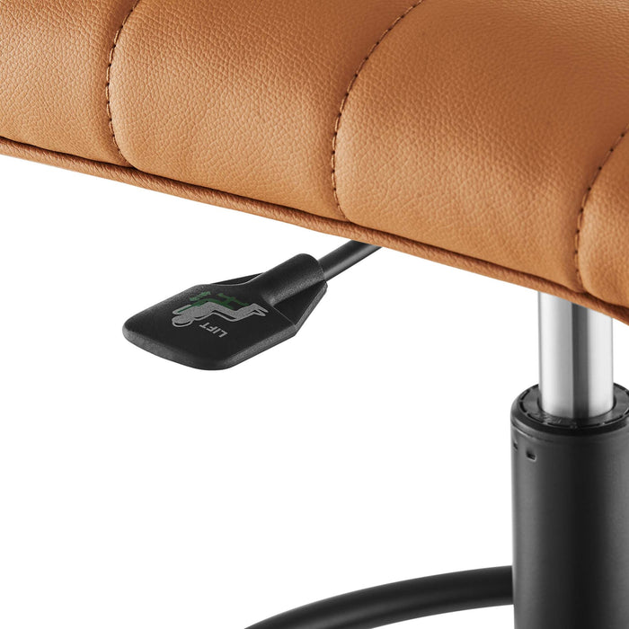 Ripple Armless Vegan Leather Drafting Chair Black Tan