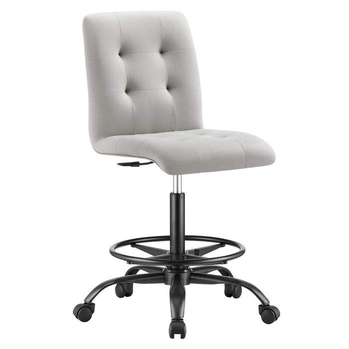 Prim Armless Vegan Leather Drafting Chair Black Light Gray