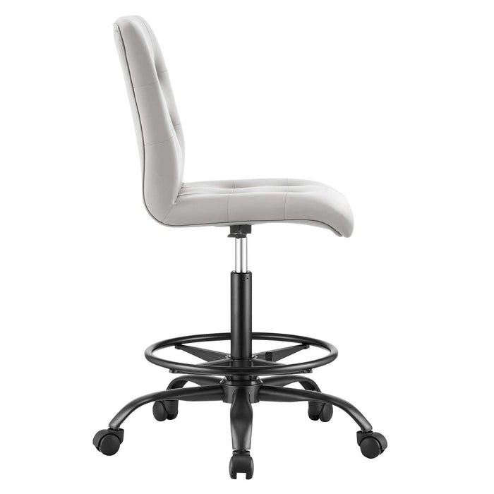 Prim Armless Vegan Leather Drafting Chair – Modern Swivel Stool with Tufted Design for Comfort