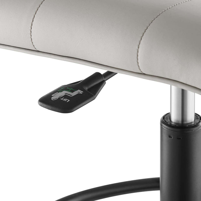 Prim Armless Vegan Leather Drafting Chair – Modern Swivel Stool with Tufted Design for Comfort