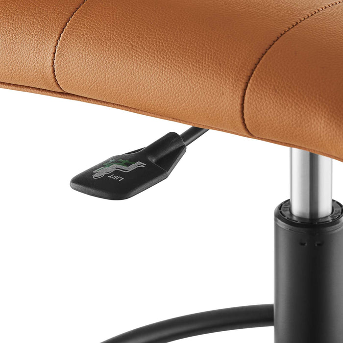 Prim Armless Vegan Leather Drafting Chair – Modern Swivel Stool with Tufted Design for Comfort